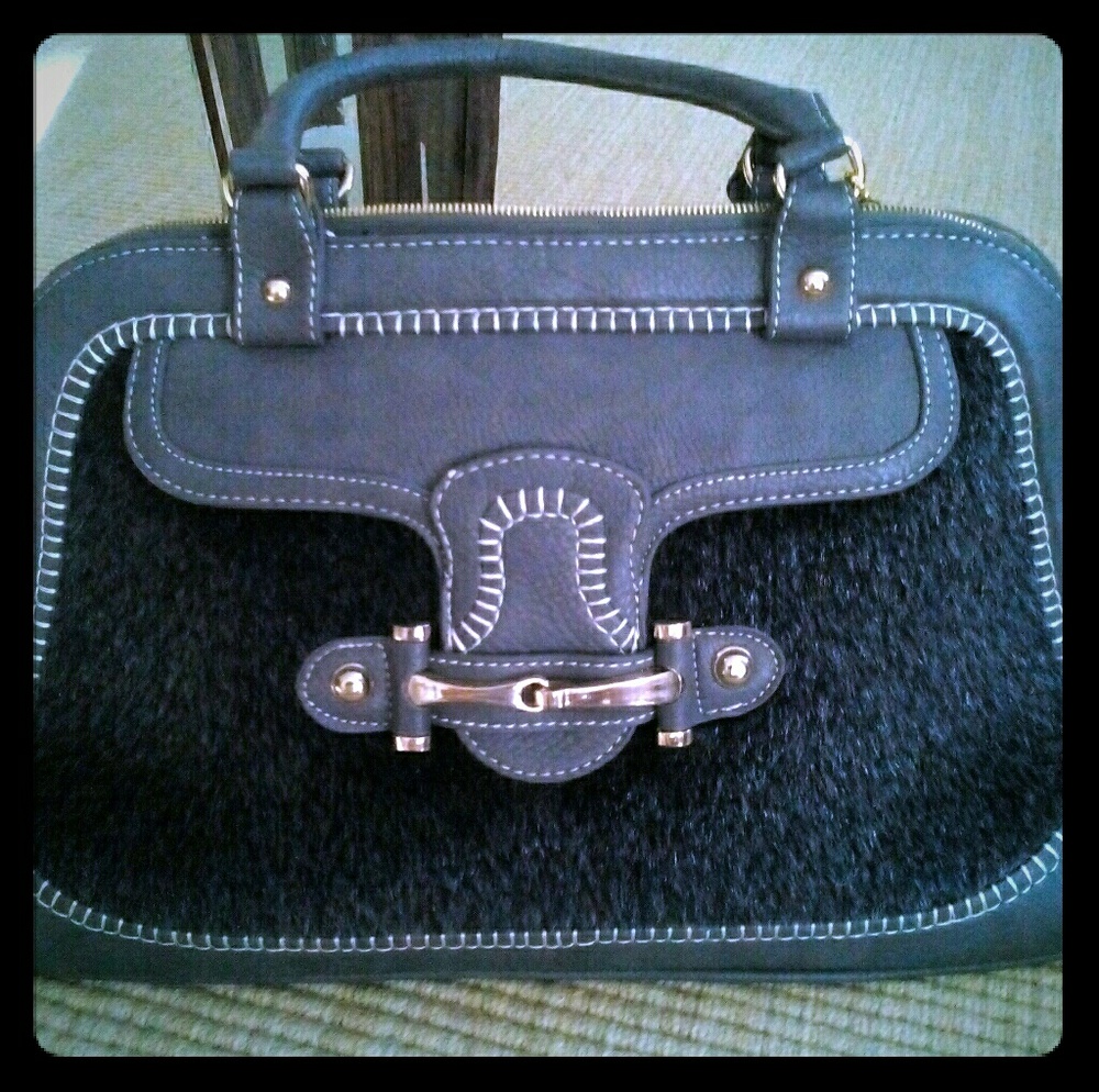 Grey leather purse